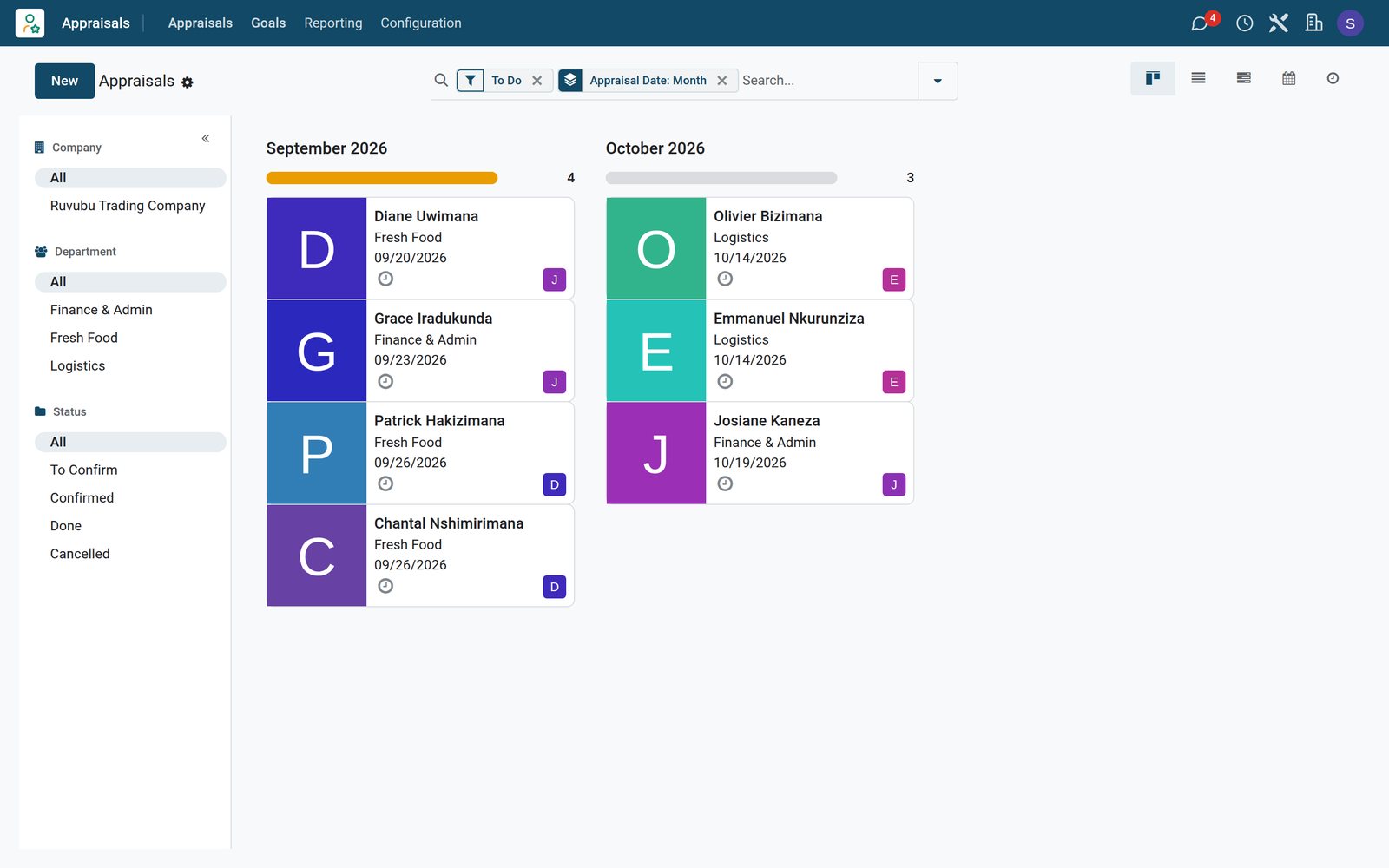 Appraisals in BridgeERP: Staff reviews planned, written and followed up