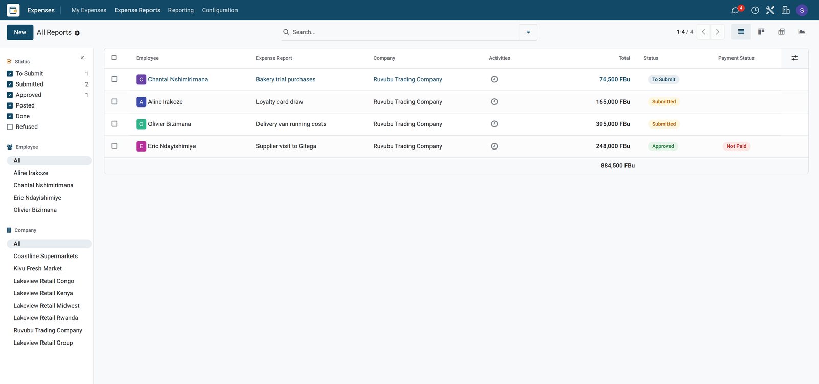 Expenses in BridgeERP: Staff expenses claimed, approved and paid back without paper