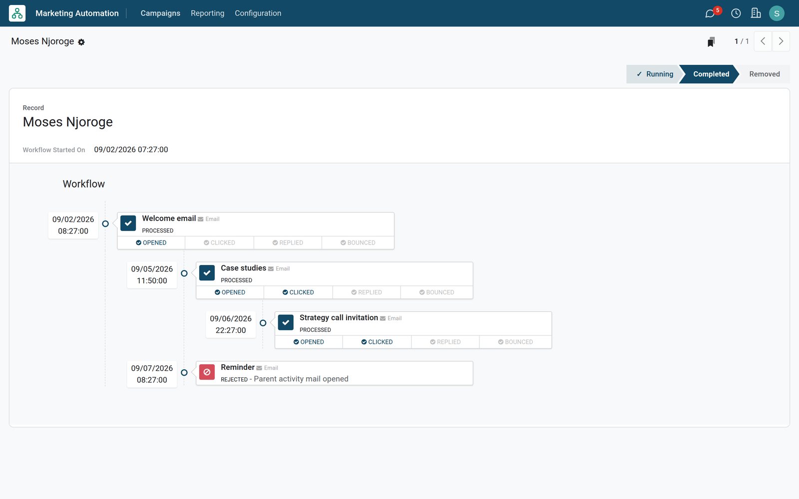 BridgeERP marketing automation participant journey