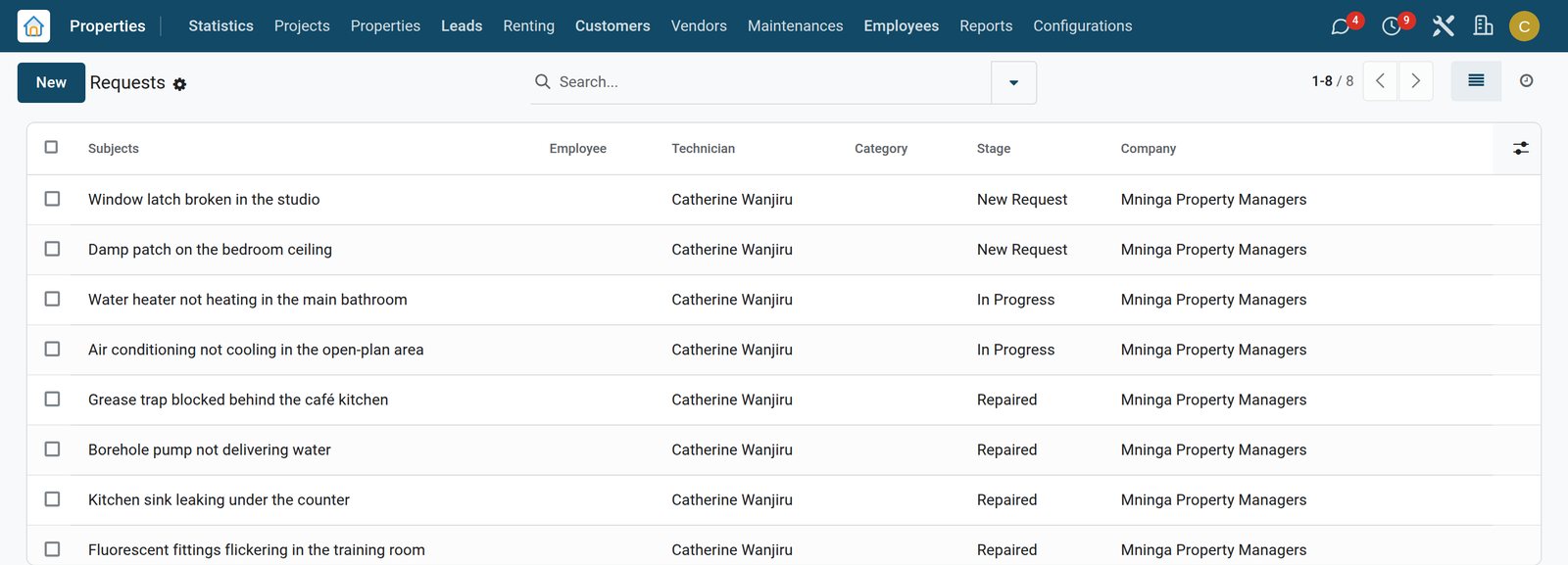 BridgeERP property maintenance requests