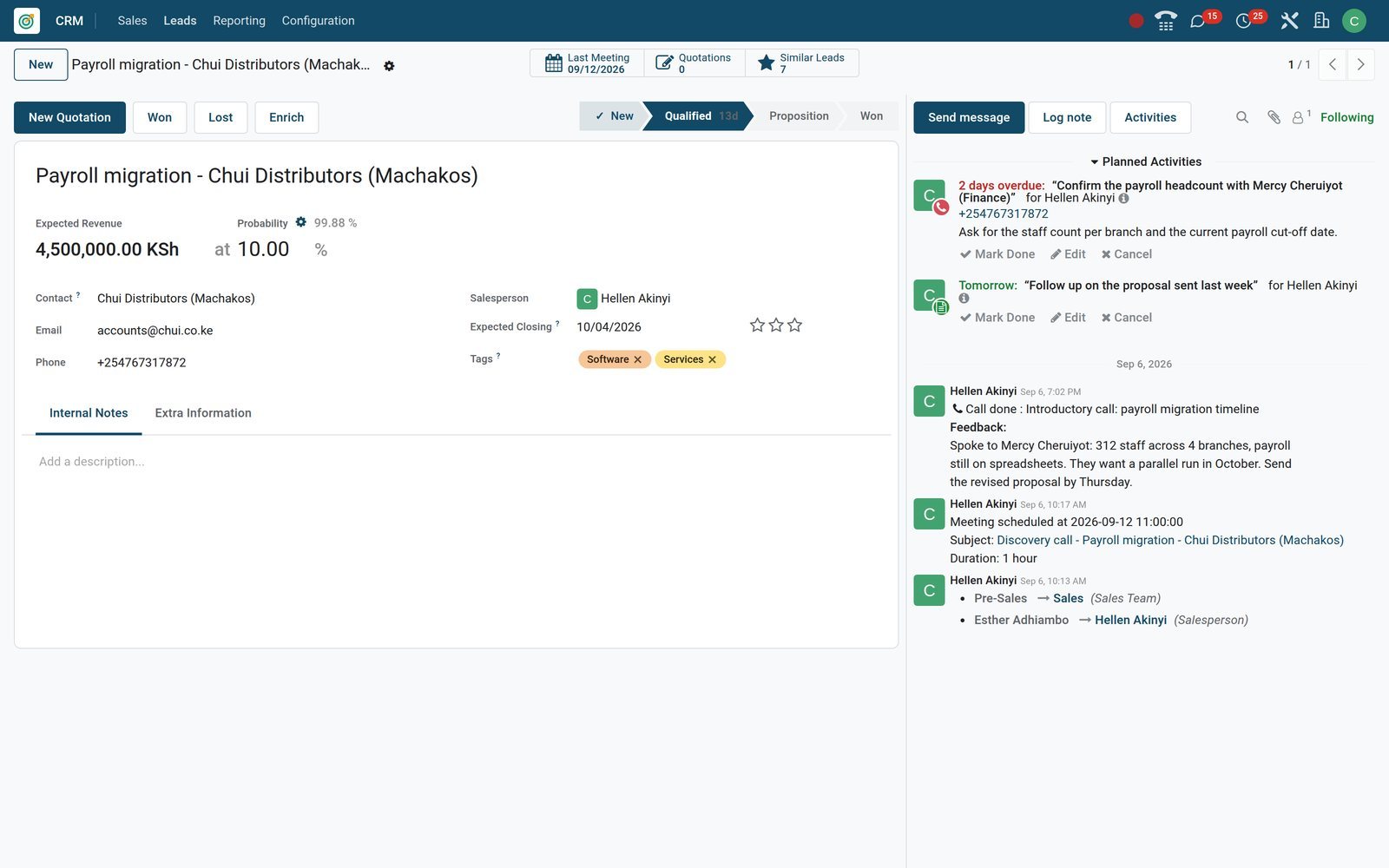 VoIP in BridgeERP: Call the customer from the record in front of you, and let the call log itself