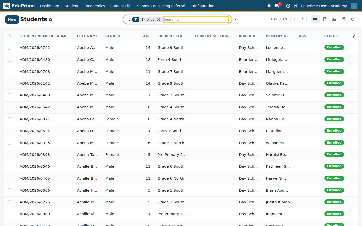 EduPrime Core screen