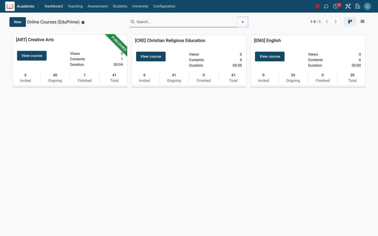 EduPrime eLearning in the EduPrime: Course content, assignments and online submission — included at no extra charge