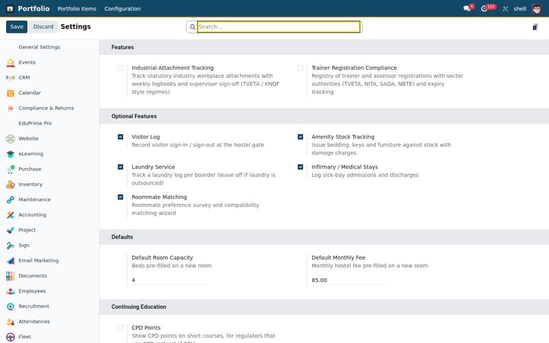 Learner Portfolio screen