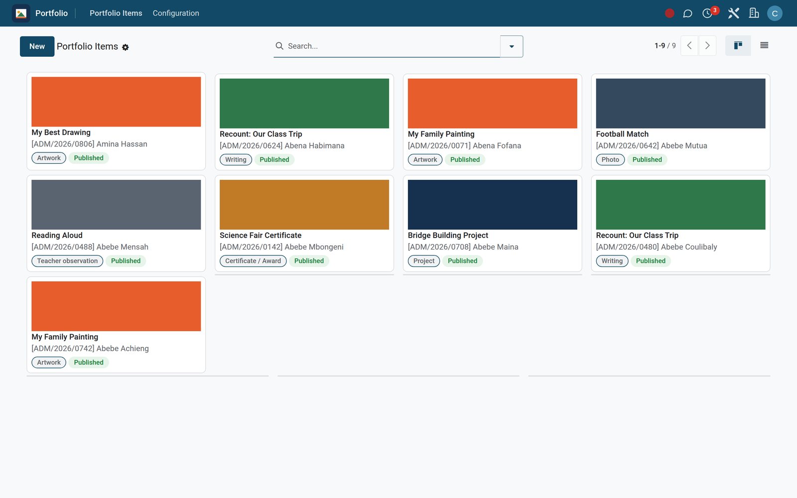 Learner Portfolio in the EduPrime: Evidence-based portfolios of learner work across terms