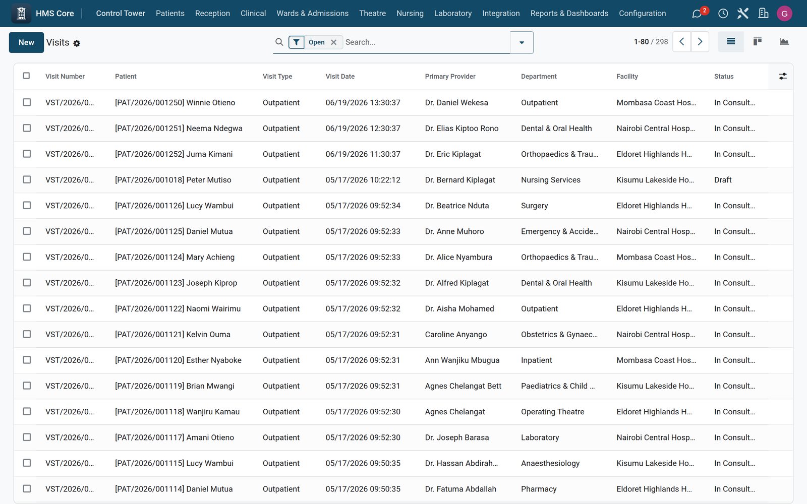 HMS Core in the Bridge HMS Suite: Patient master index, facility setup, clinicians, encounters and role security