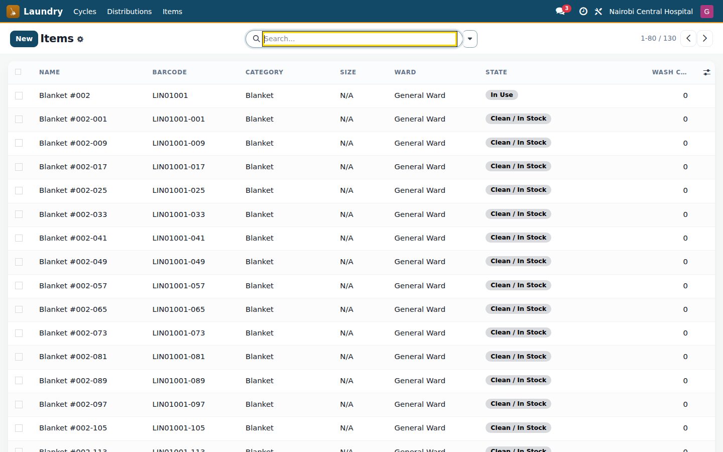 Housekeeping screen