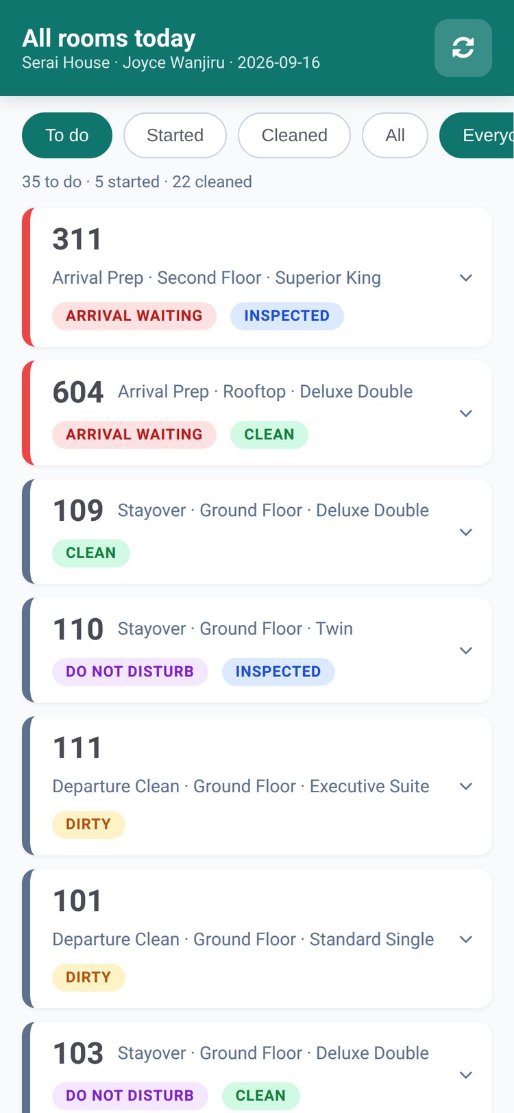 Housekeeping & Maintenance — My Cleaning on a phone