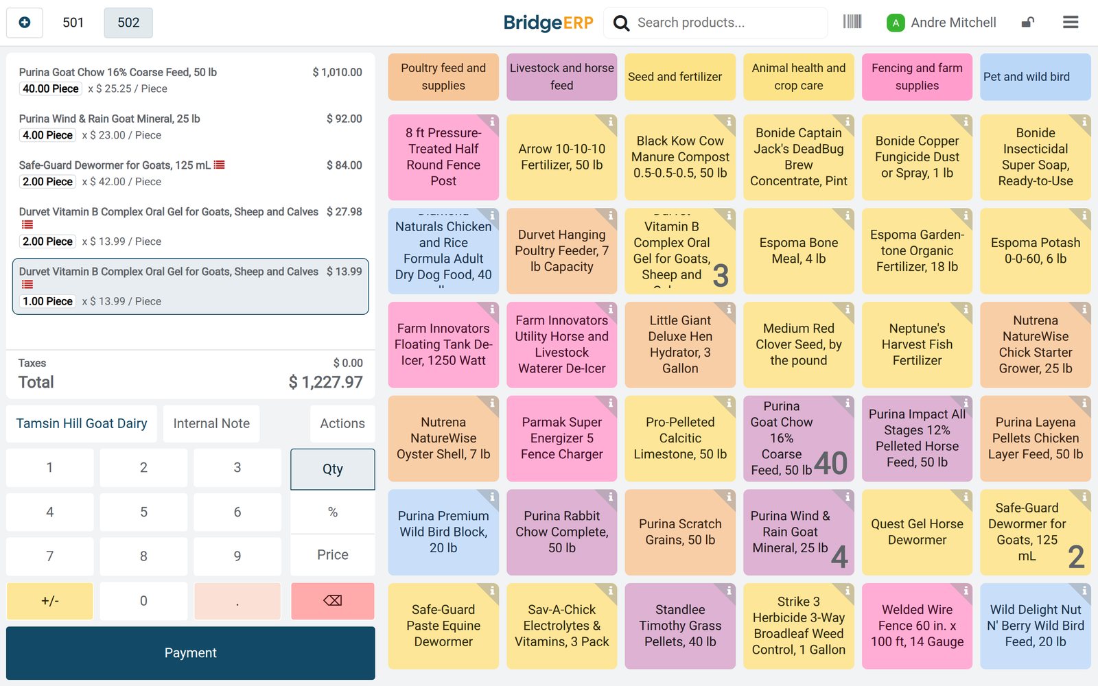 BridgeERP for agriculture store: Farm accounts, tax exemptions and feed by the ton for farm stores