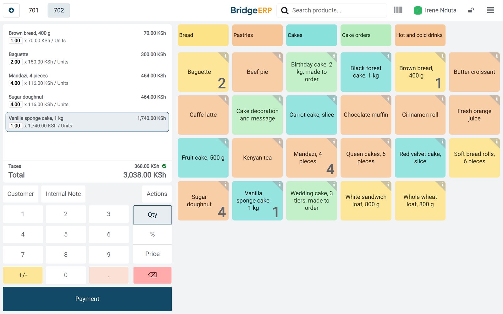BridgeERP for bakery: Point of sale, cake orders and stock for bakeries