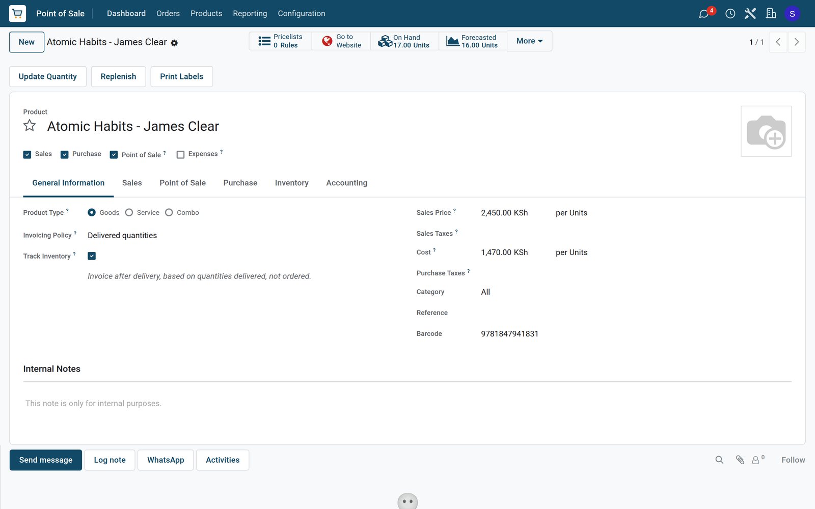 BridgeERP book product with its ISBN as the barcode