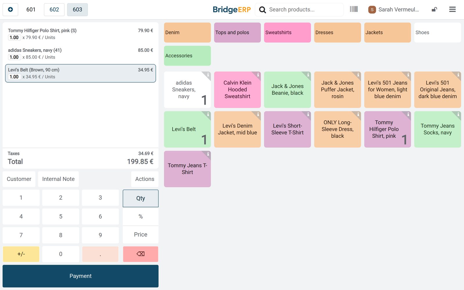 BridgeERP for clothing store: Sizes, colours, exchanges and loyalty for clothing stores