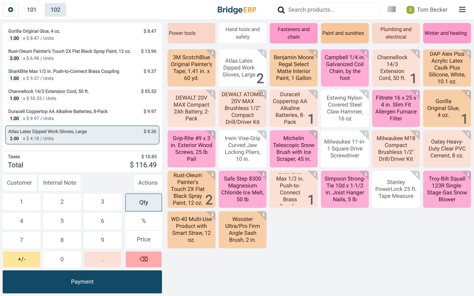 BridgeERP for hardware store: Contractor accounts, special orders and stock by the foot for hardware stores