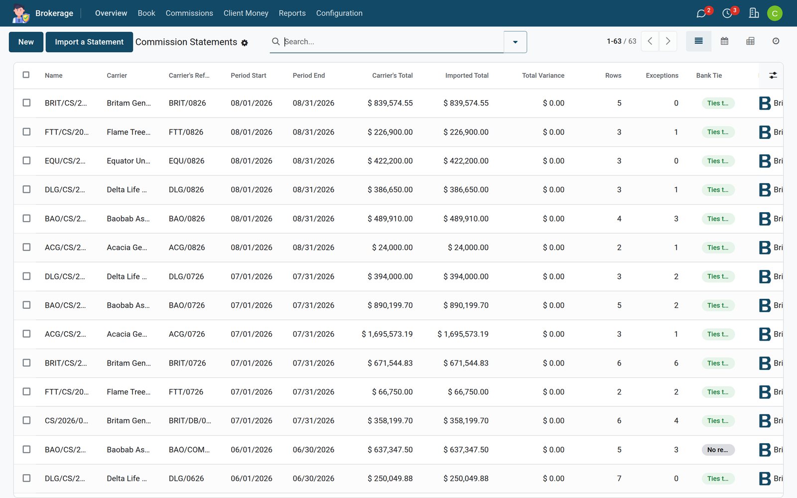 Insurance Agency Management — Import a carrier statement