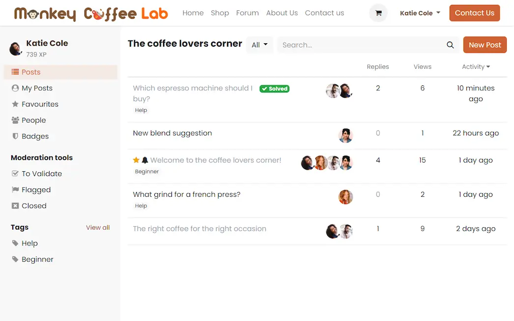 Forum Community Interface