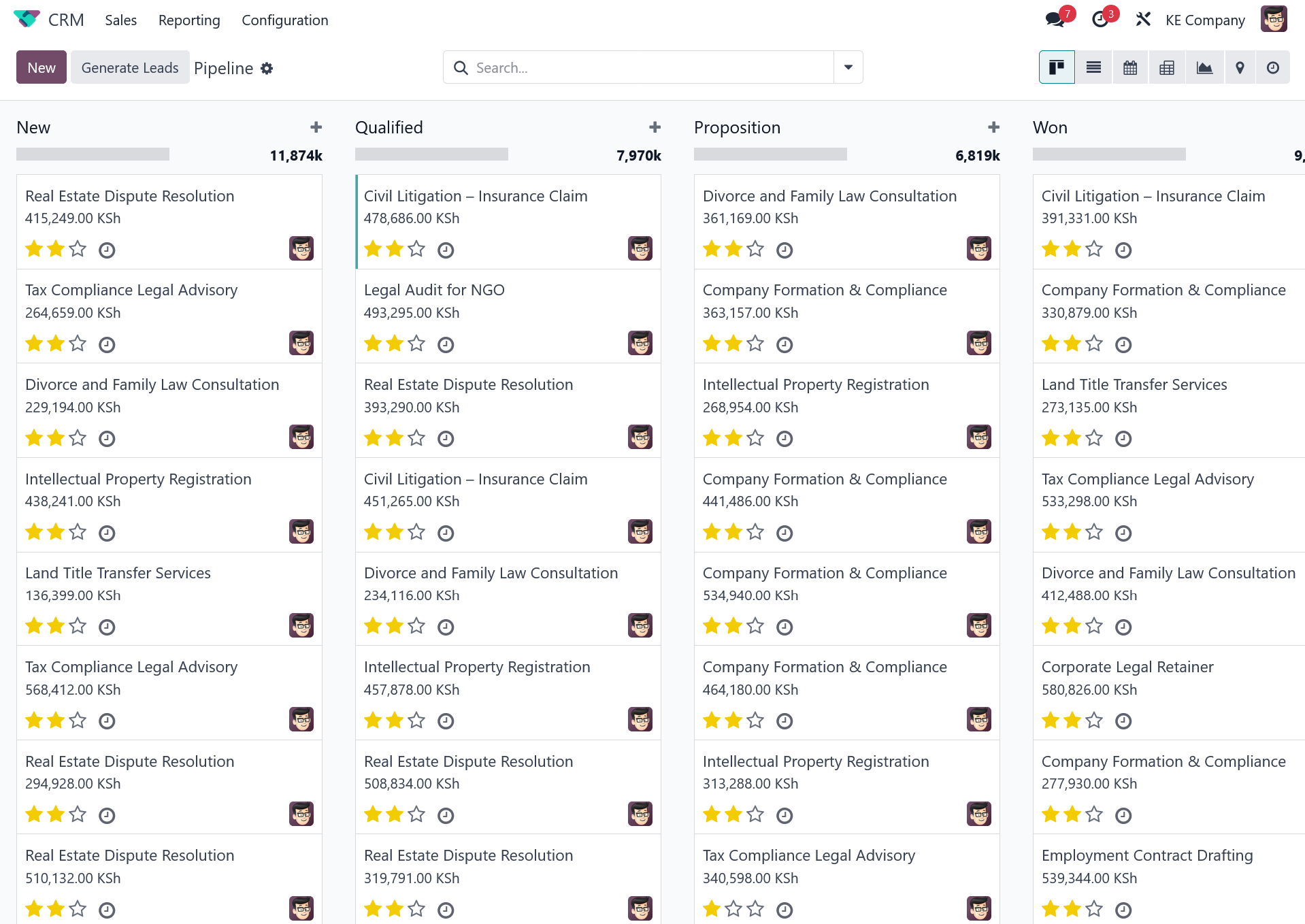 BridgeERP pipeline view
