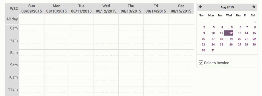 Calendar View Interface